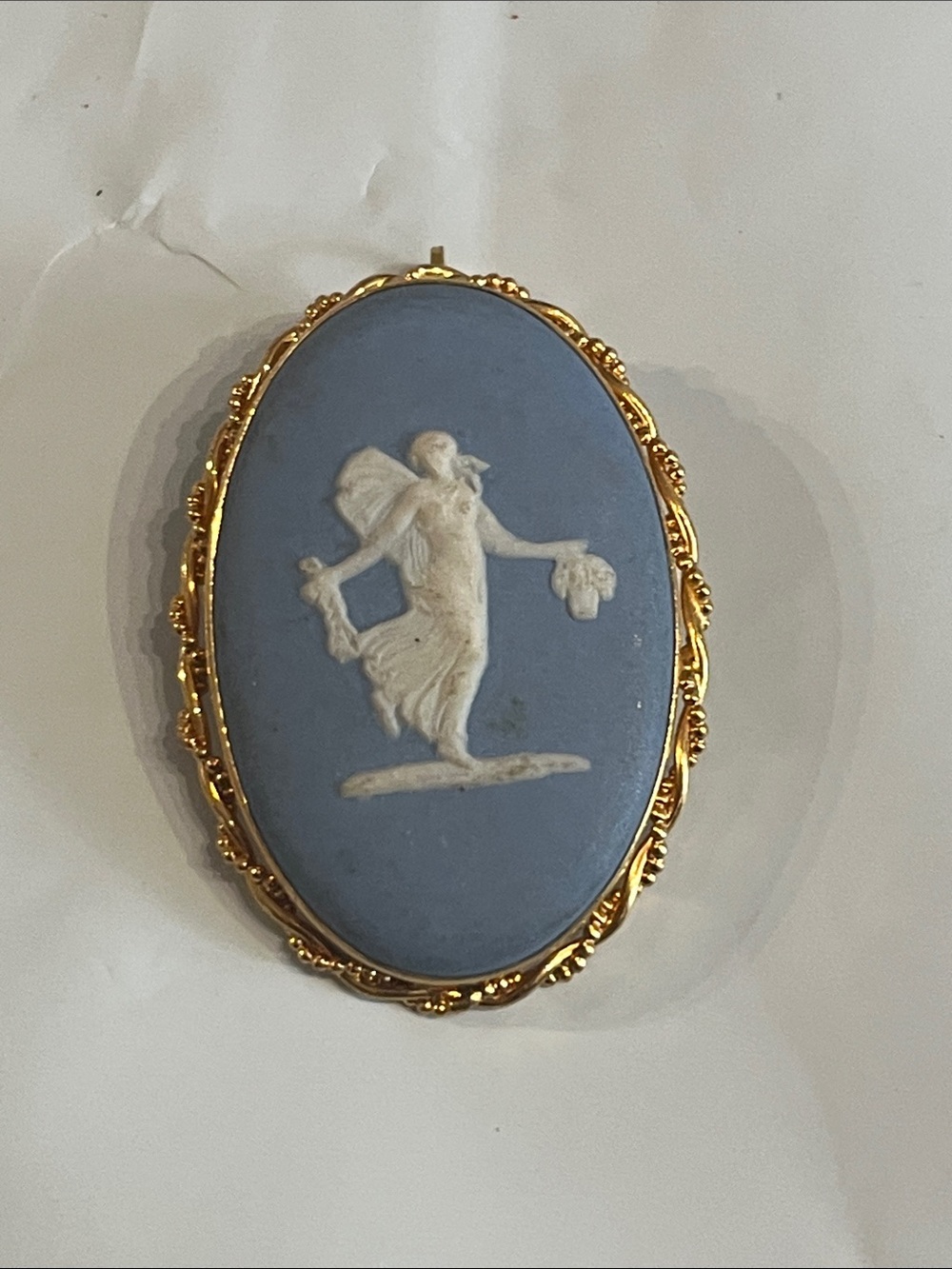 WEDGEWOOD BLUE CAMEO, ENGLAND, 14 K GF, pendant , stamped